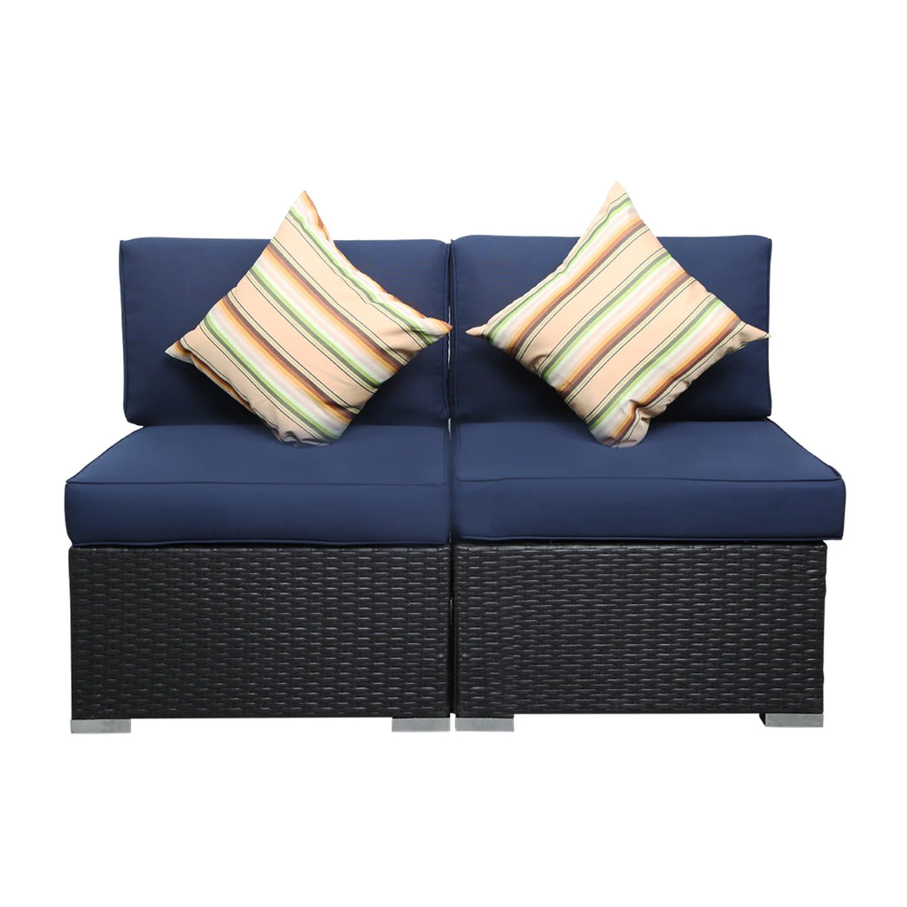 Gray Outdoor Patio Conversation Sofa Set with Padded Wicker Rattan Chairs G455666
