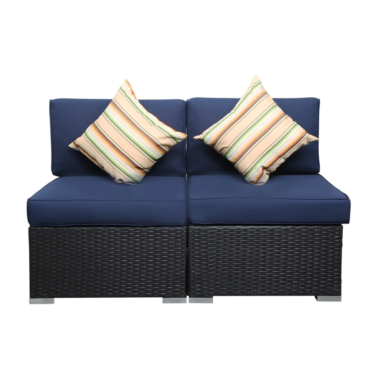 Gray Outdoor Patio Conversation Sofa Set with Padded Wicker Rattan Chairs G455666