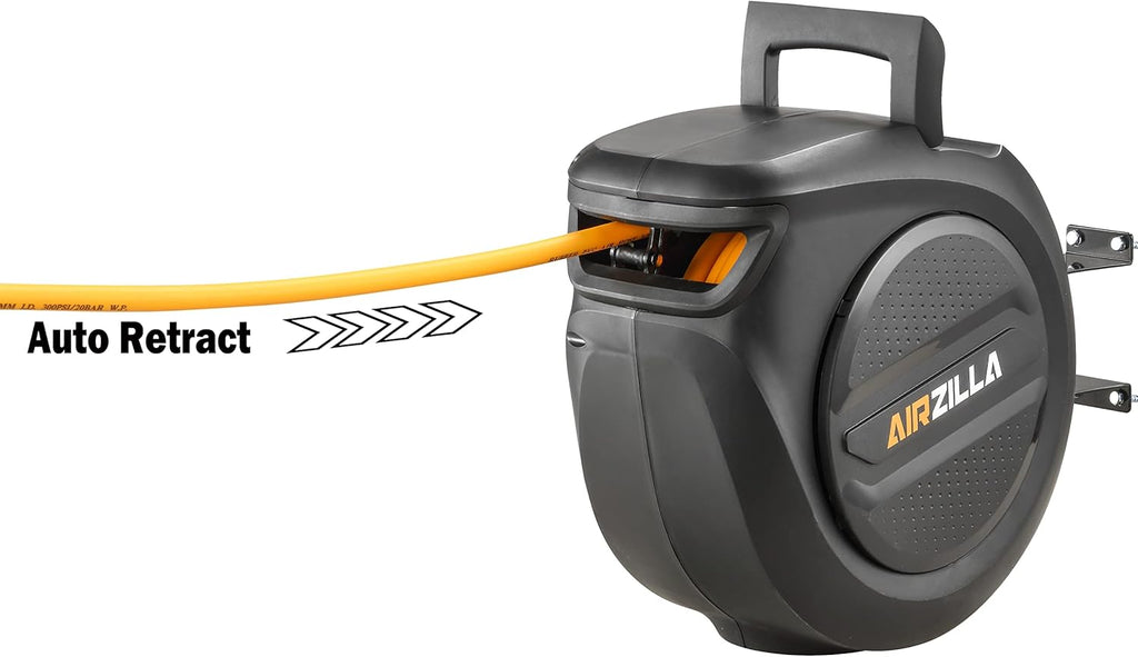 Retractable Air Hose Reel 3/8" x 50 ft Flex Hybrid Air Hose, 300PSI, Pack of 2 U9122