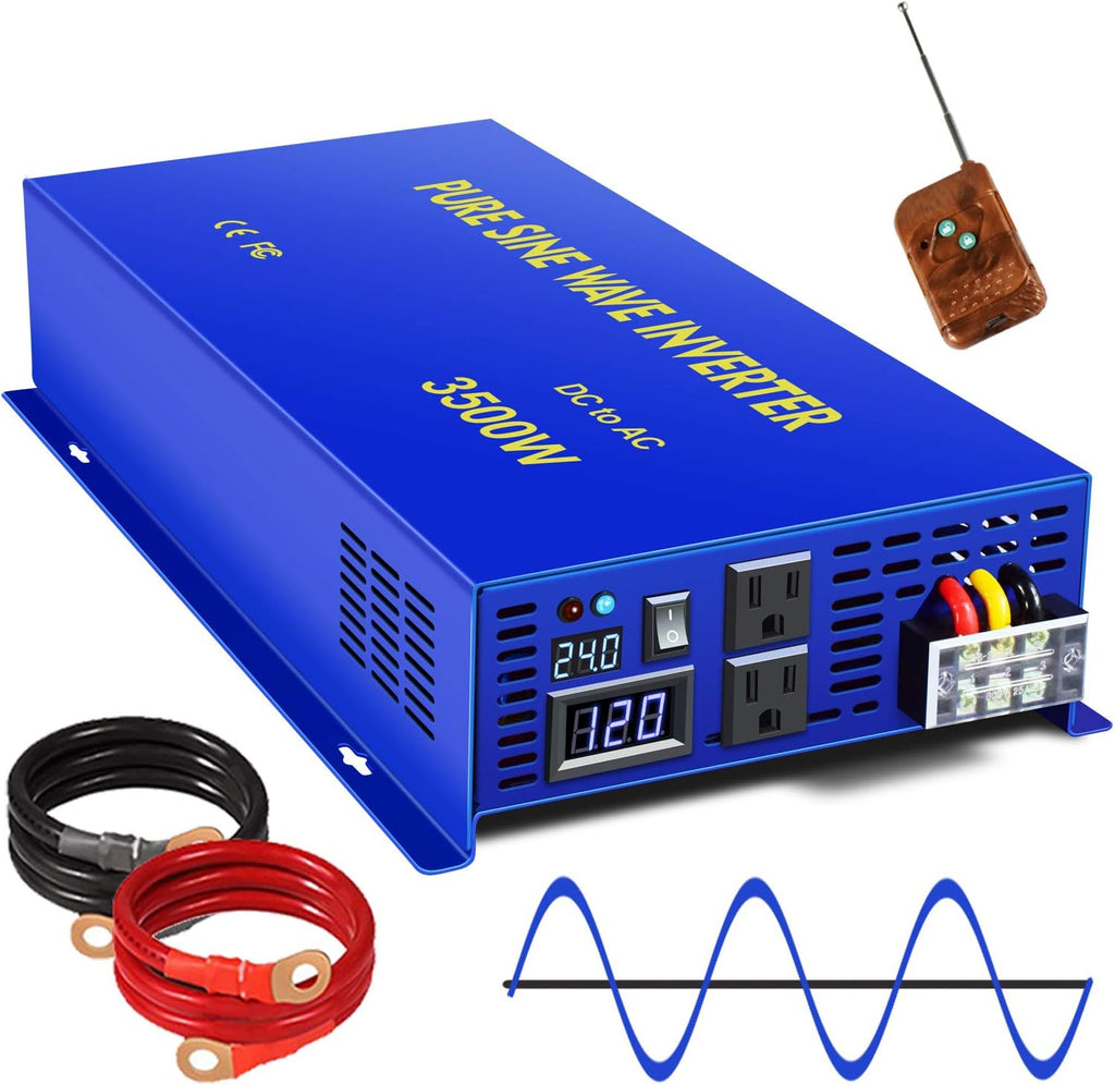 4000W Pure Sine Wave Power Converter with Wireless Remote Control T358426