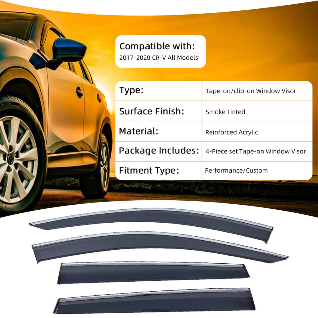 4Pcs Smoke Tinted Vent Window Visors With Chrome Trim P147745