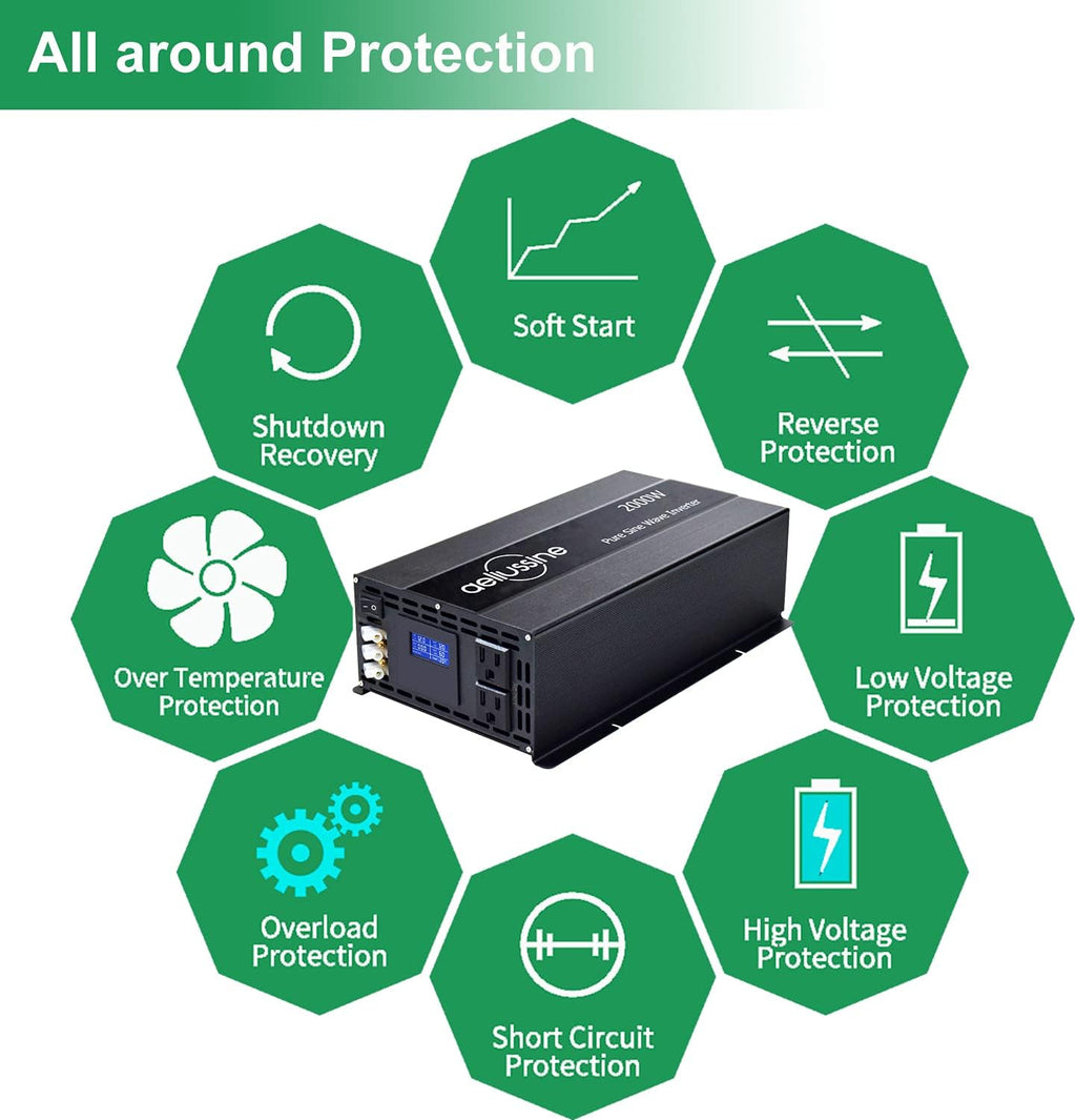 2000 watt Pure Sine Wave Power Inverter 24v dc to ac 110v 120v F908657