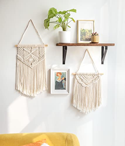 2 Pcs Macrame Wall Hanging, Small Size 13" L x 10" W and 16" L x 10" W J610765