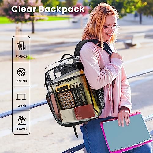 Clear Backpack with Multi-pockets Black V47313