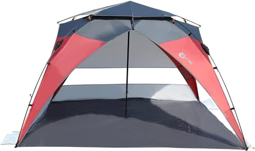 Red/Grey 2-4 Person UPF50+ Beach Tent with Carry Bag J37121