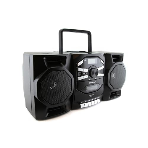 Portable CD Player Boombox with Cassette, AM/FM Radio, AUX, Detachable Speakers W653960