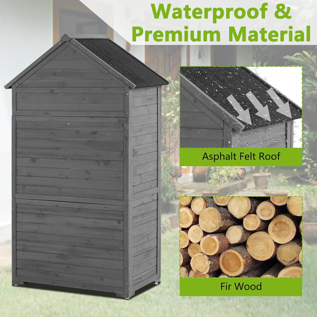 Outdoor Wooden Storage Shed with Lockable Door P2736