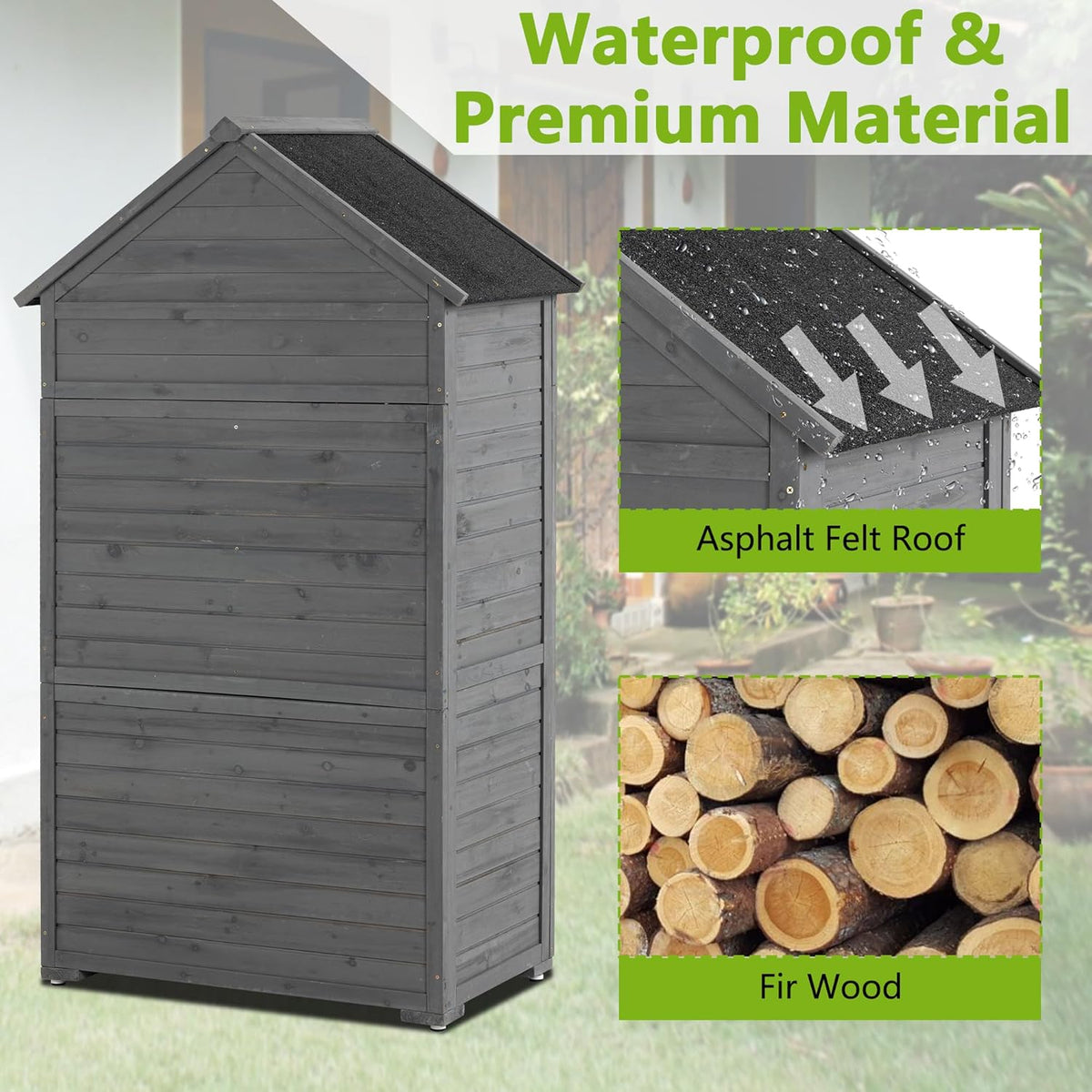 Outdoor Wooden Storage Shed with Lockable Door P2736
