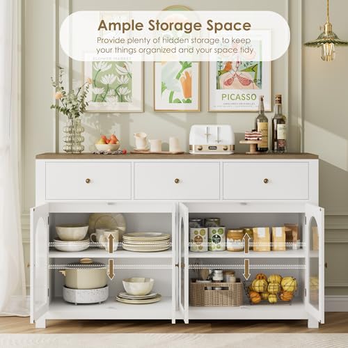 Black 55.1" Wood Buffet Cabinet with 3 Drawers and 4 Doors O69931