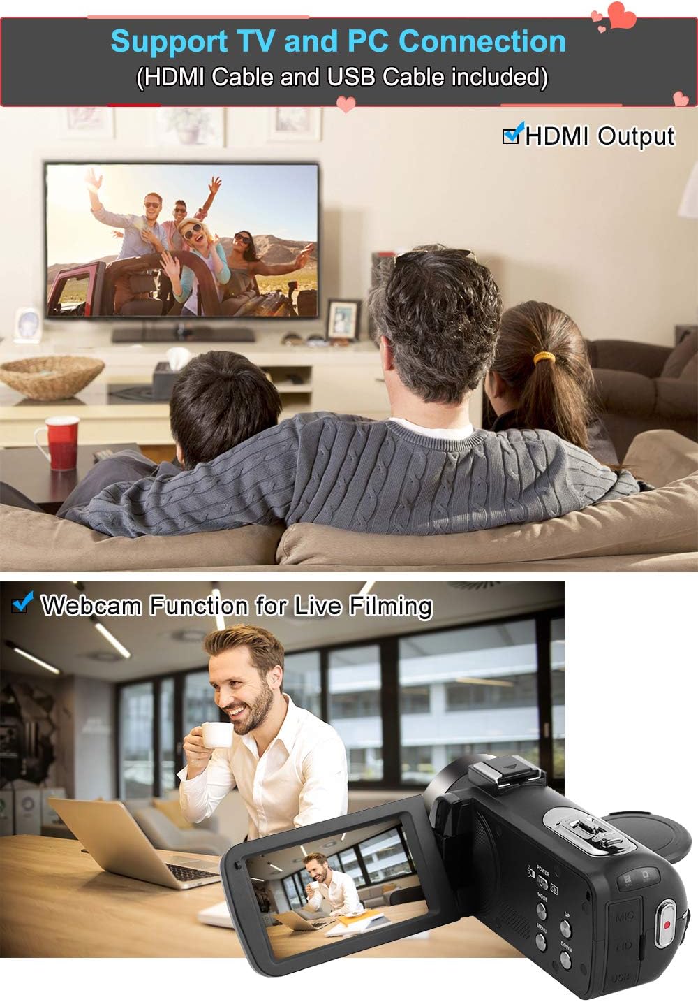 Full HD 1080P 24.0 MP Video Camera with 3 LCD Screen Y429981