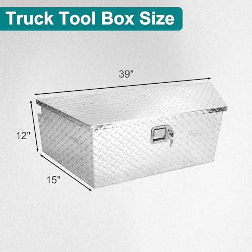 Black Aluminum Trailer Storage Tool Box, 39"X16.5"X12" Q60681