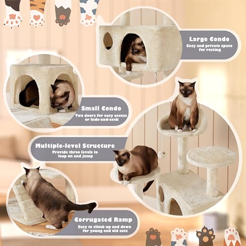 54in Cat Tree Tower Condo Furniture Scratch Post O479217