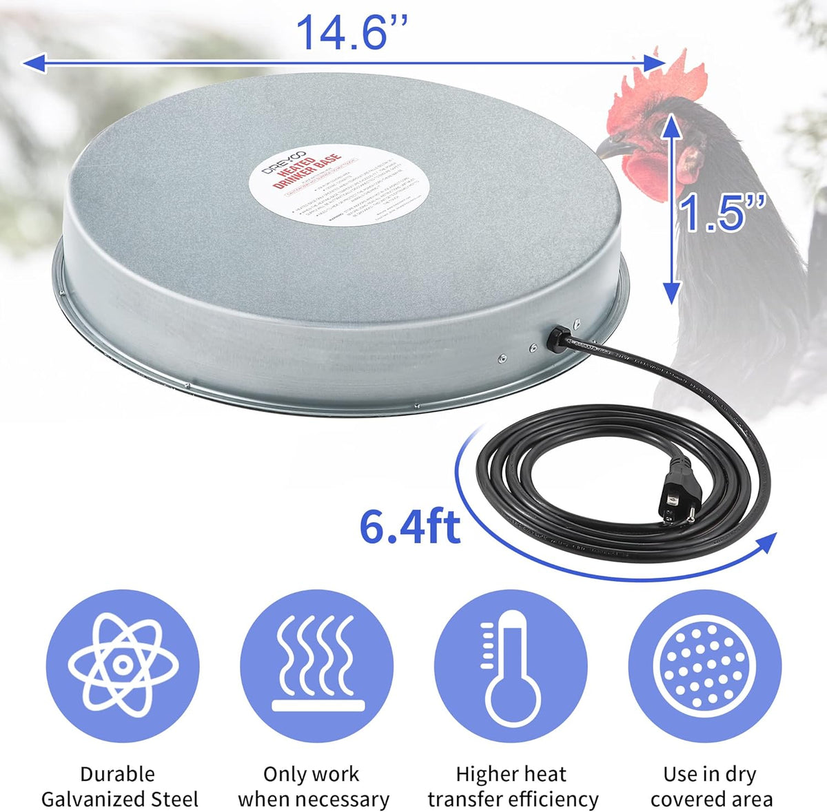 Heated Base Chicken Water Heater 125 Watts H47501