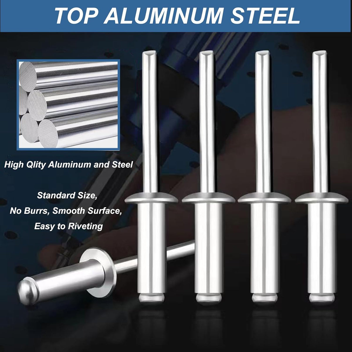 500pcs 14 Sizes Aluminum Blind Rivets Assortment Kit M878295