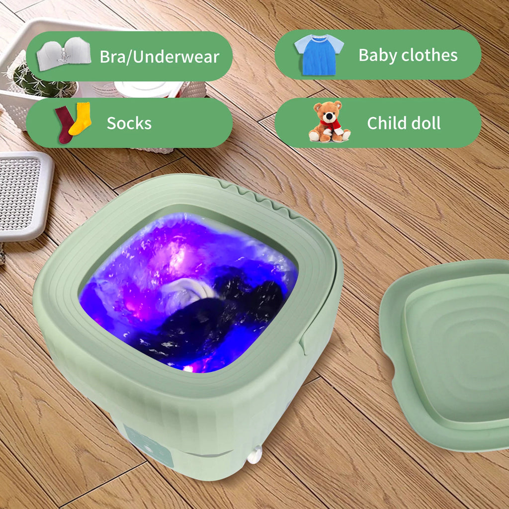 Mini Foldable Washer and Spin Dryer (Green) S633