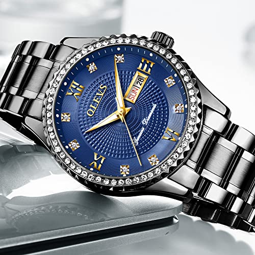 Golden Big Dial Quartz Analog Watch with Day Date Calendar and Stainless Steel Band P91781