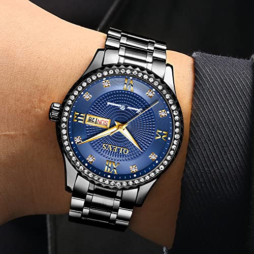 Golden Big Dial Quartz Analog Watch with Day Date Calendar and Stainless Steel Band P91781
