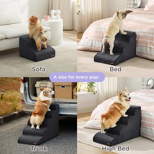 Grey 5 Step Dog Stairs with Non-Slip Bottom M228618