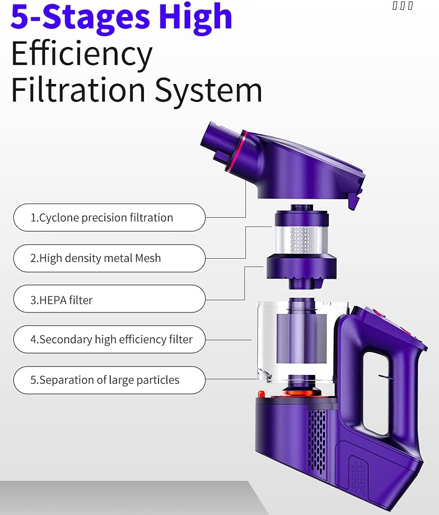 Cordless Vacuum Cleaner 24Kpa 40 min 250W Purple K965