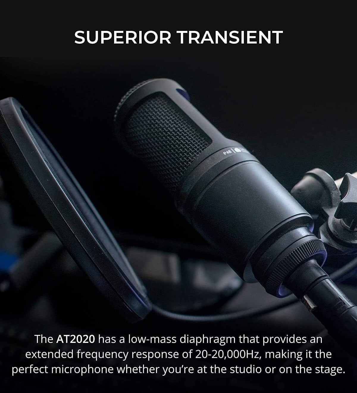 Cardioid Condenser Studio XLR Microphone Bundle with USB Audio Interface, XLR Cable, Pop Filter, Headphone Hook, and Headphones A8000