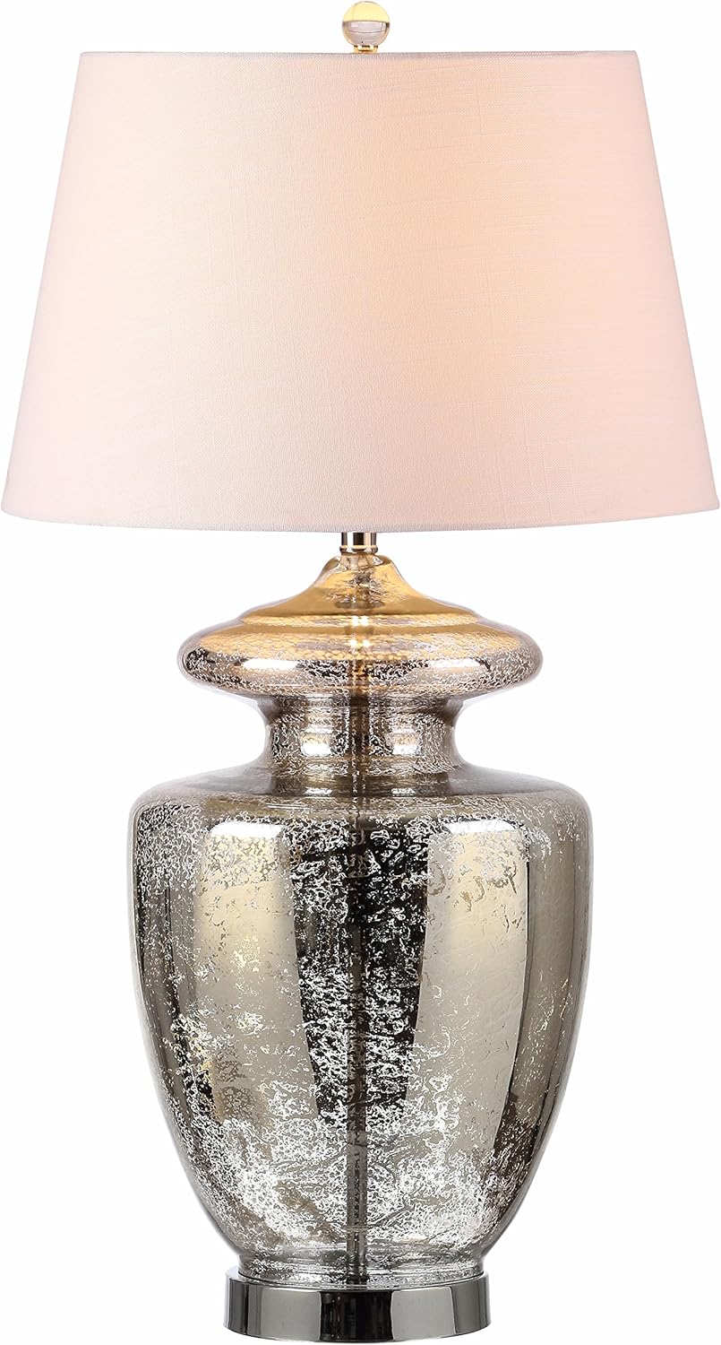 Glass LED Table Lamp Mercury Silver Ivory G1876