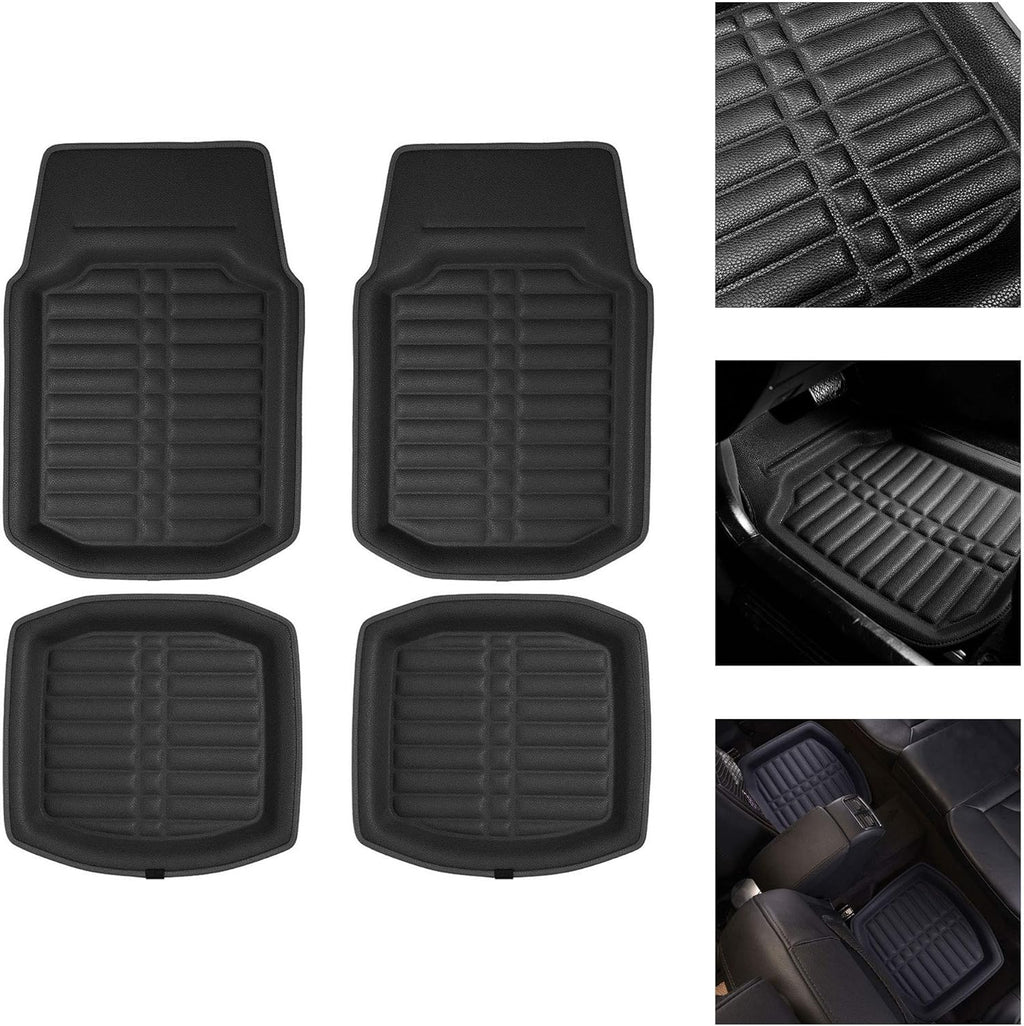 Red Black Deep Tray Style Automotive Floor Mats 4 Piece Q648366