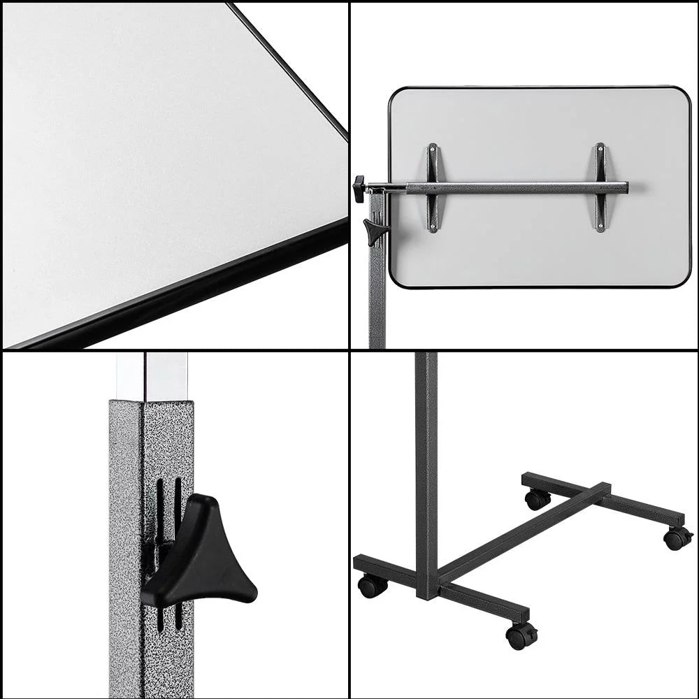 Adjustable Overbed Bedside Table with Wheels Gray R89508
