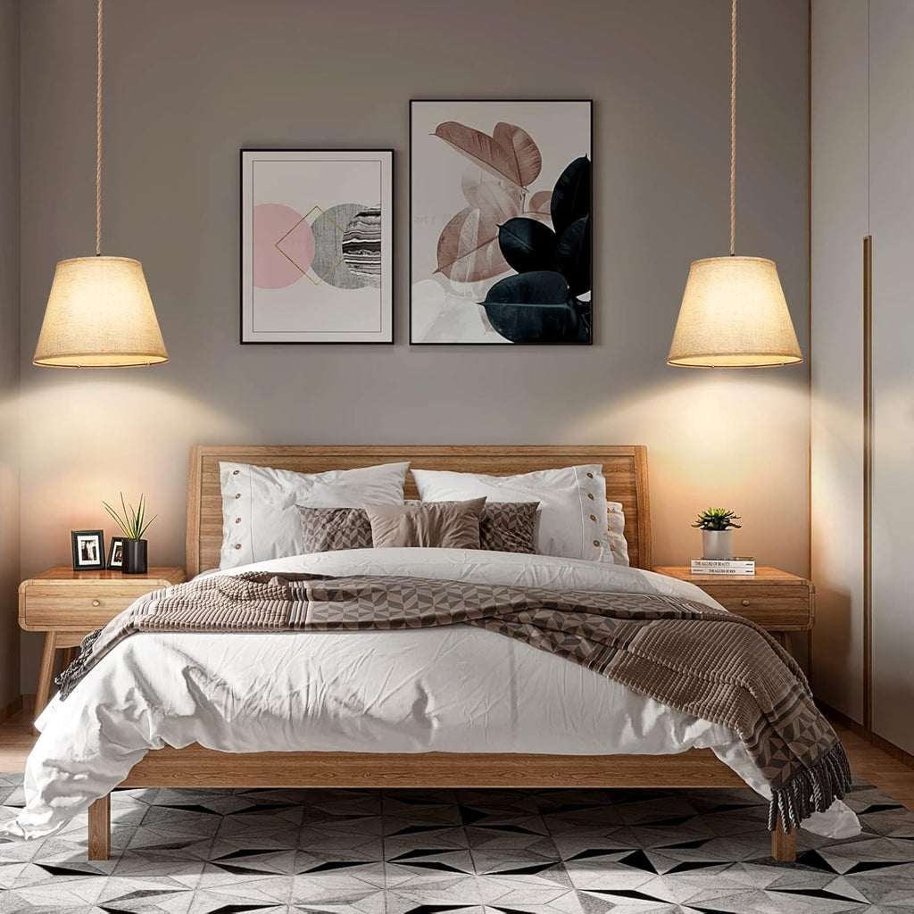 Plug in Pendant Light with Dimmable Switch and 15 ft Hemp Rope Cord T702
