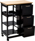 Black Kitchen Island Cart with Storage K570