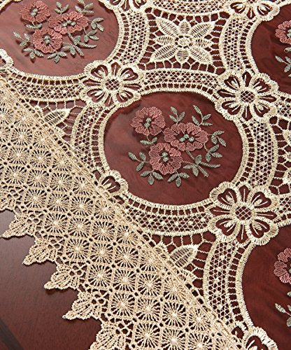 Small Vintage Burgundy Lace Table Runner 16 × 36 Inch F10189