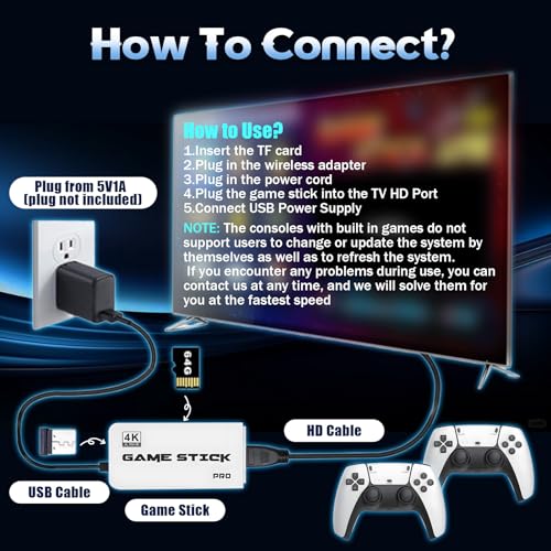 Retro Game Console with 40000+ Games, 4K HDMI, Dual 2.4Ghz Wireless Controllers (128G) U748