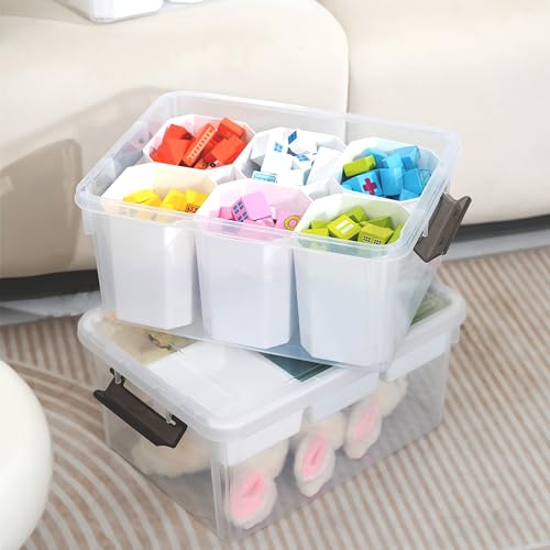 17 QT Plastic Storage Box with Removable Tray U761