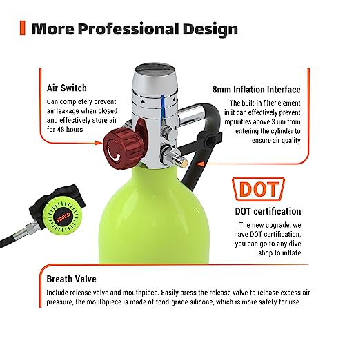Mini Scuba Tank 1.0L Capacity Portable Diving Gear Emergency Backup Diving Tank Q32237