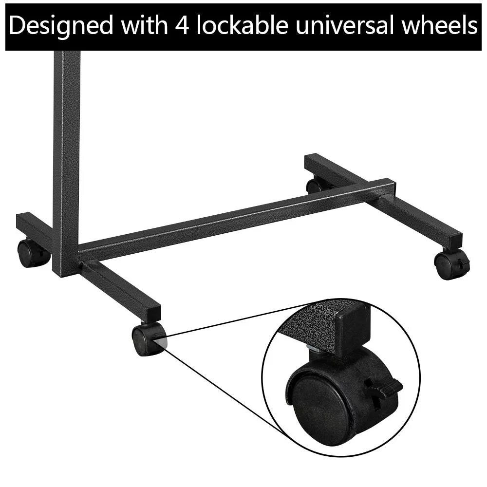 Adjustable Overbed Bedside Table with Wheels Gray R89508