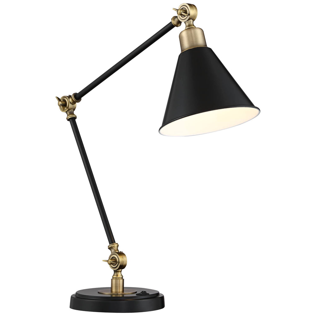 Modern Industrial Desk Table Lamp with USB Charging Port Adjustable Black Antique Brass L670188