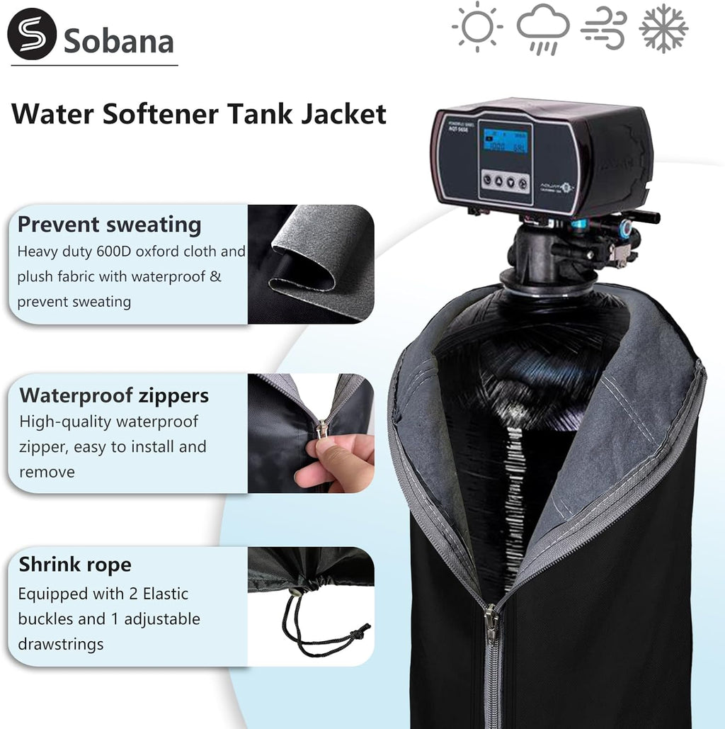 13x54 Black Insulated Water Softener Tank Cover C4704