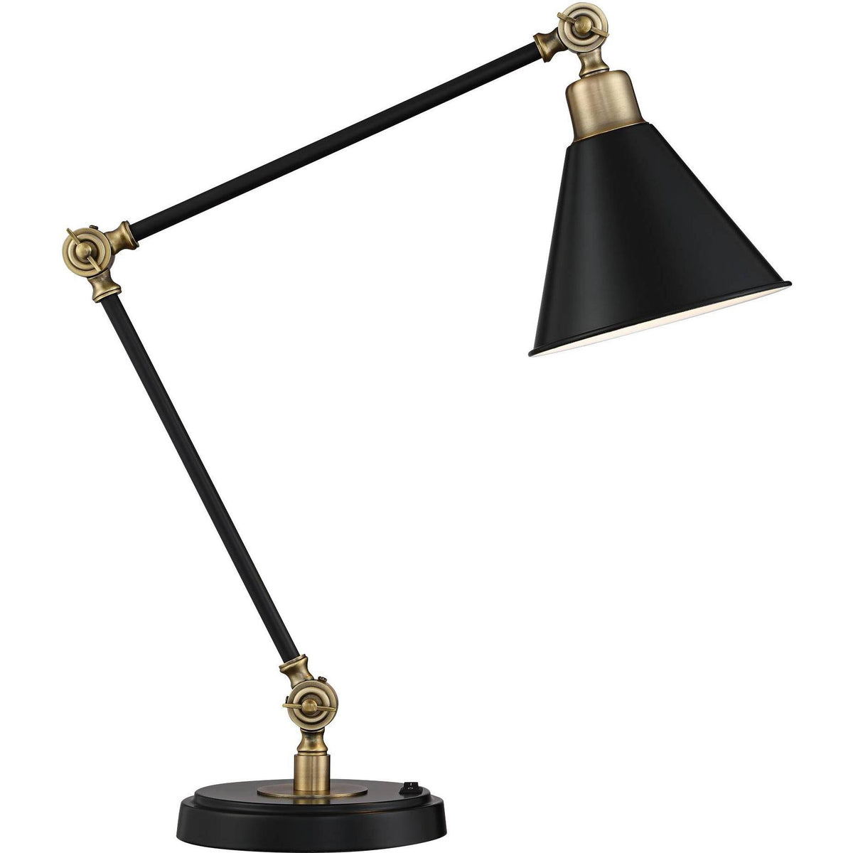 Modern Industrial Desk Table Lamp with USB Charging Port Adjustable Black Antique Brass L670188