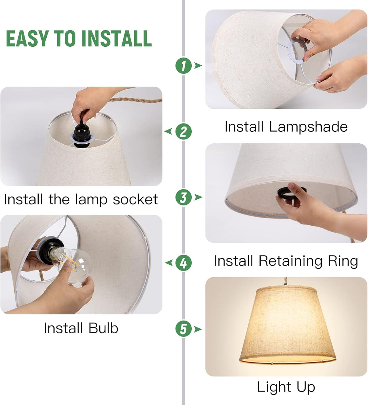 Plug in Pendant Light with Dimmable Switch and 15 ft Hemp Rope Cord T702