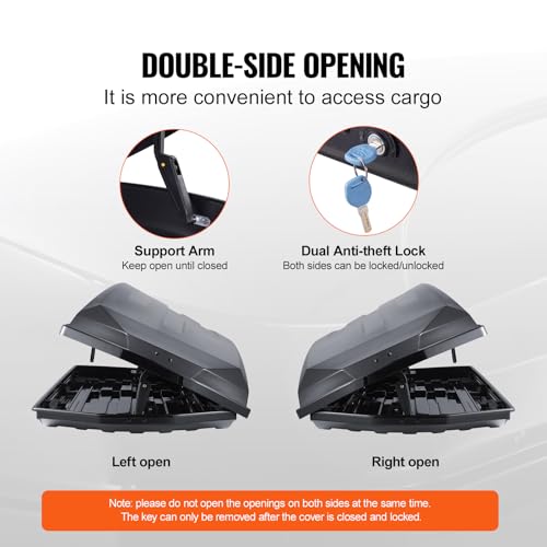 Black 22 Cubic Feet ABS Hard Shell Roof Box with Dual-Sided Opening D575218