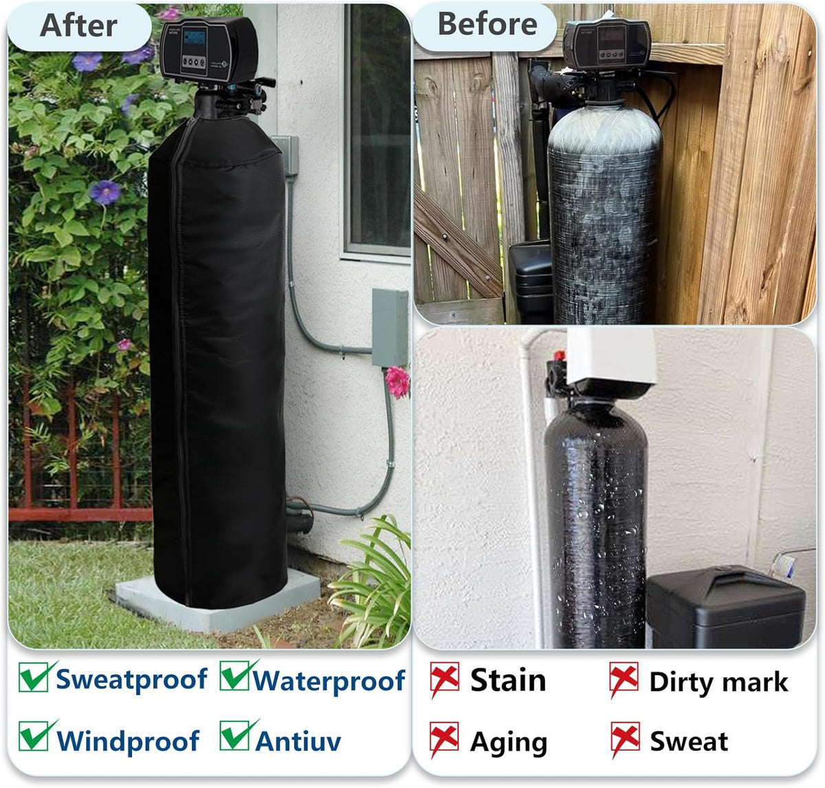 13x54 Black Insulated Water Softener Tank Cover C4704