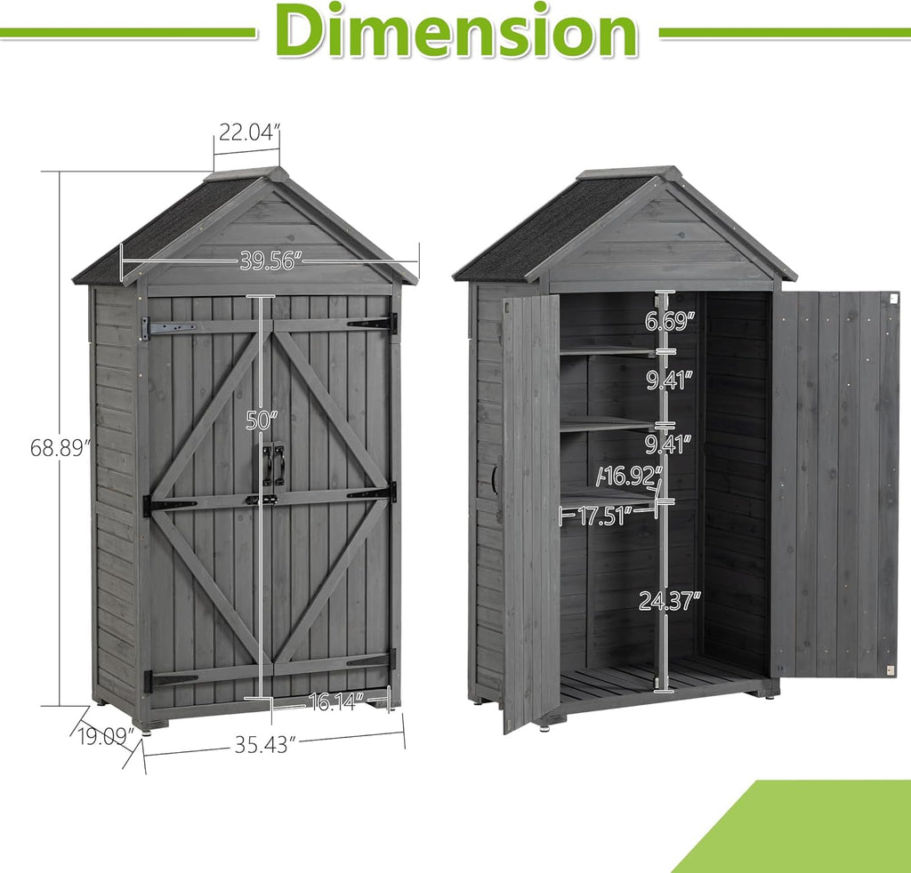 Outdoor Wooden Storage Shed with Lockable Door P2736