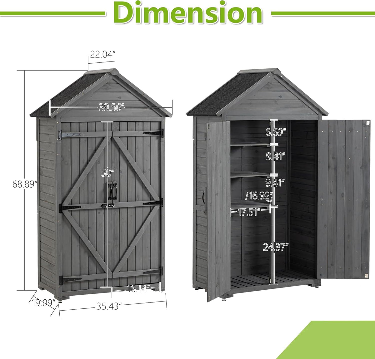 Outdoor Wooden Storage Shed with Lockable Door P2736