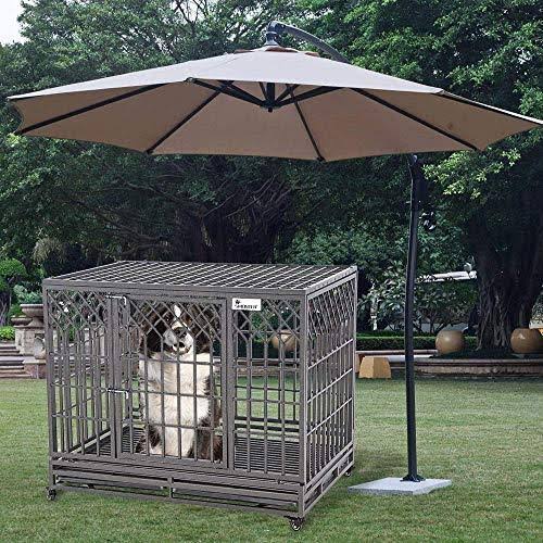46 inch Heavy Duty Metal Dog Crate with Wheels G291