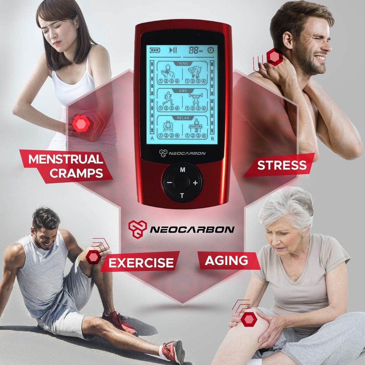 TENS EMS Muscle Stimulator with 16 Electrode Pads G79198