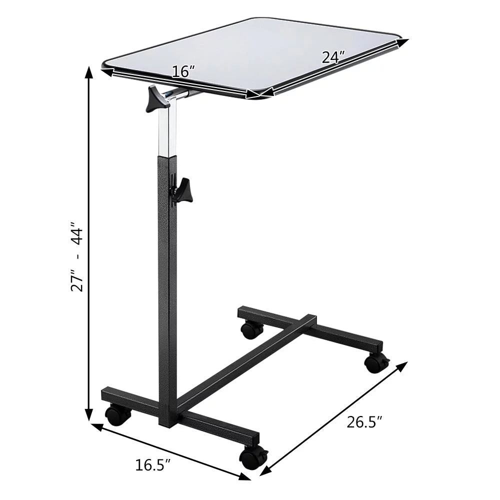 Adjustable Overbed Bedside Table with Wheels Gray R89508