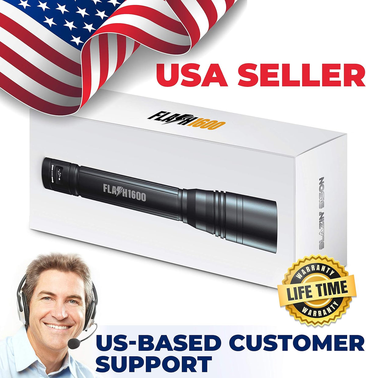 1600 Lumen Rechargeable LED Flashlight K674845