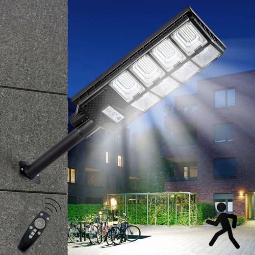 80000LM Dusk to Dawn Solar LED Flood Light with Motion Sensor and Remote Control S227