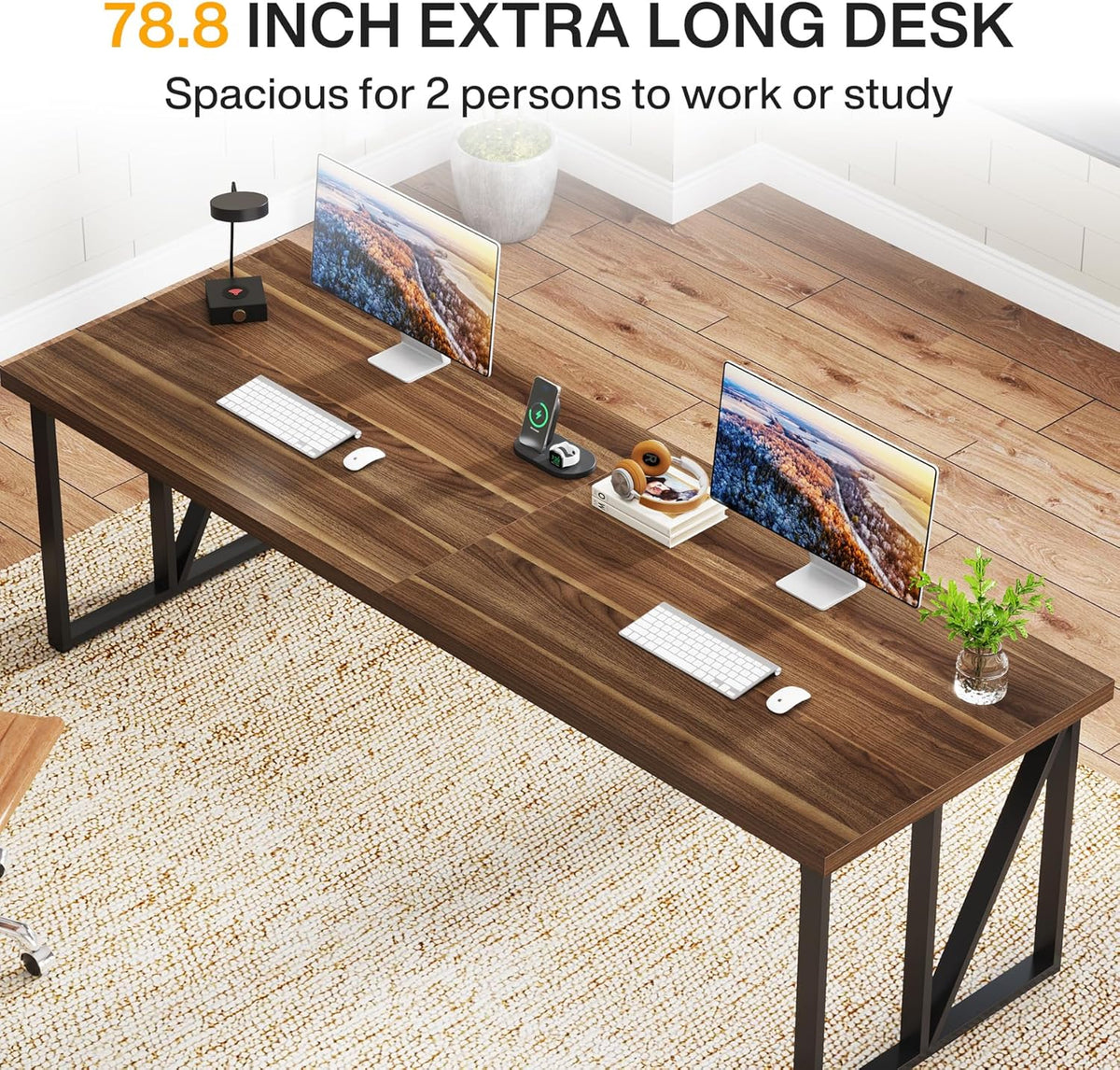 78.7 Inches Extra Long Double Wood Desk T35161