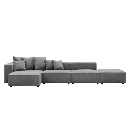 Cream Curved Boucle Modular Sectional Sofa Set 4 Seat N703