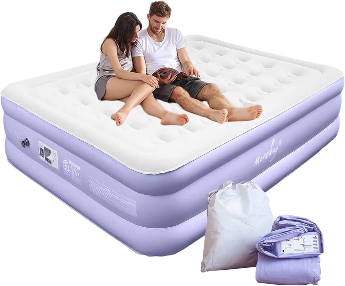 Twin Velvet Flocked Air Mattress with Built in Pump W271